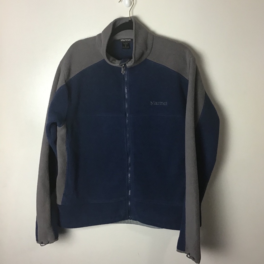 Marmot blue/gray fleece full zip jacket. Large